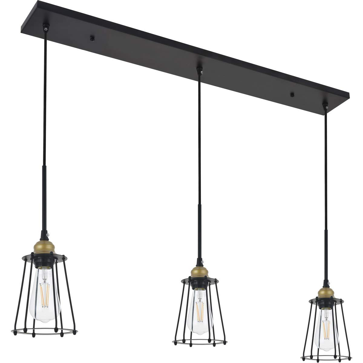 Living District Indoor Modern Home Decorative Bright Ceiling Auspice 3 Light Brass and Black Pendant