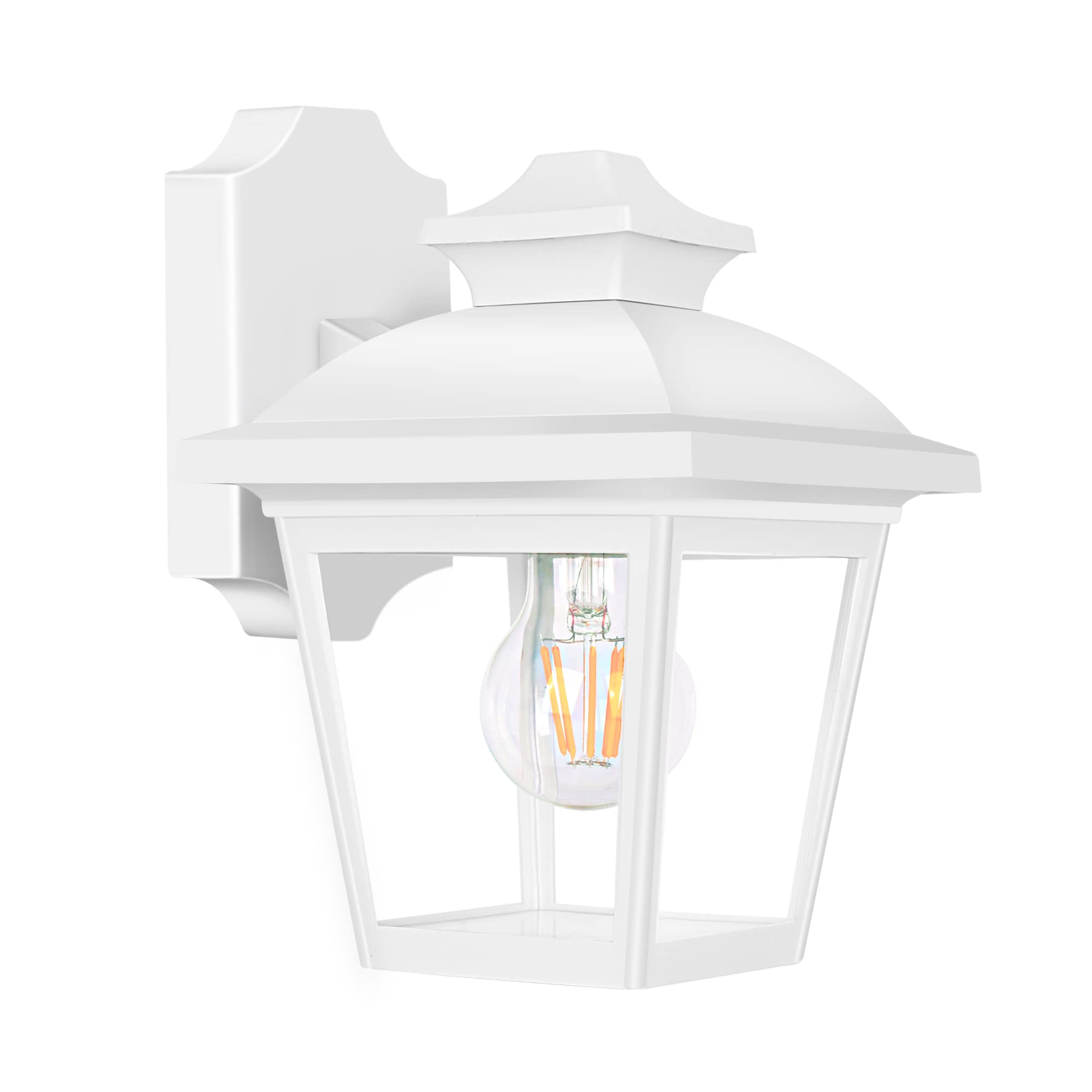 FUDESY Outdoor Wall Lantern, Waterproof Porch Light, Plastic, No Sensor, White, Model P746-E26W, Bulb Included