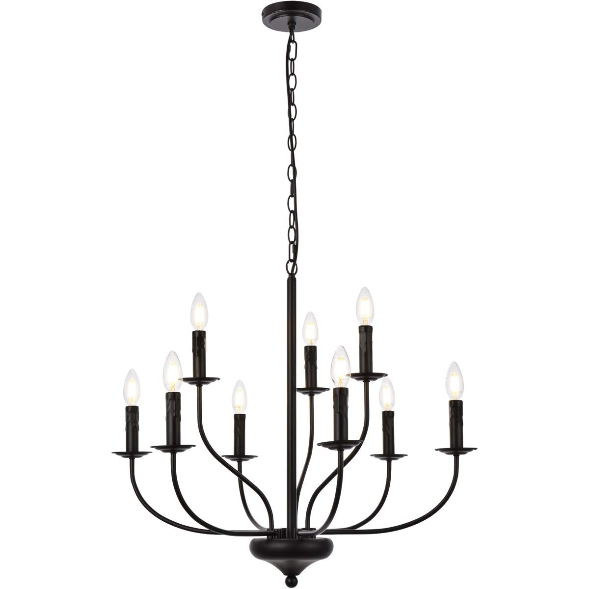 Living District Westley 9-Light Mid-Century Metal Pendant in Black