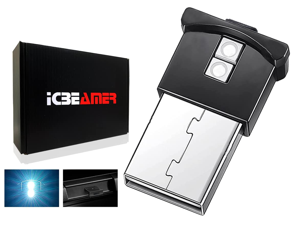 Icbeamer Smart Usb Adjustable Brightness Color: White, Auto Led Interface Plug-In Miniature Night Light Led For: Automotive Car Van Pickup Truck Interior Trunk Ambient Atmosphere Light