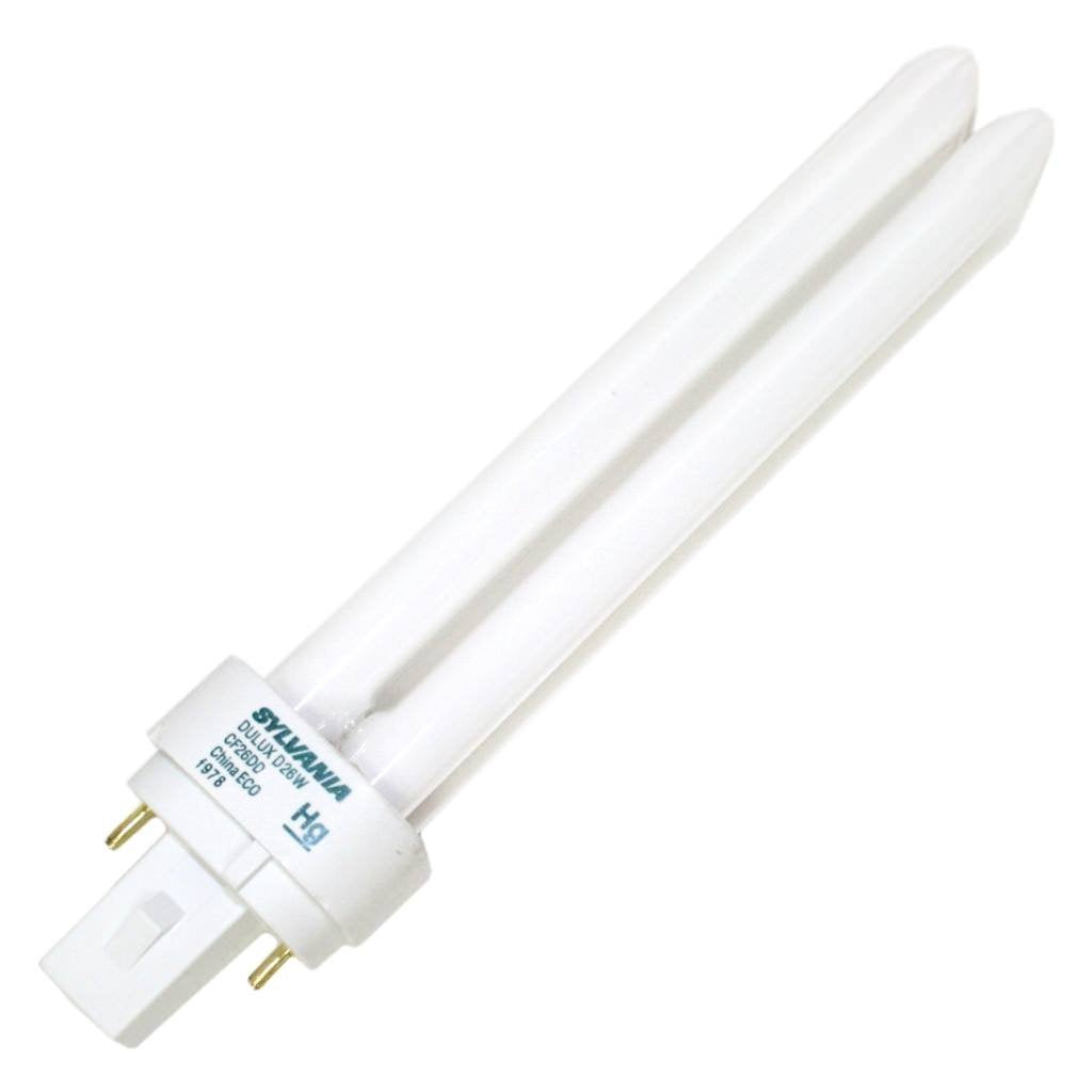 SYLVANIA Compact Fluorescent Light Bulb, 2 Pin Base, Model 20481, Double Tube, Eco-Friendly, 26W, 4000K
