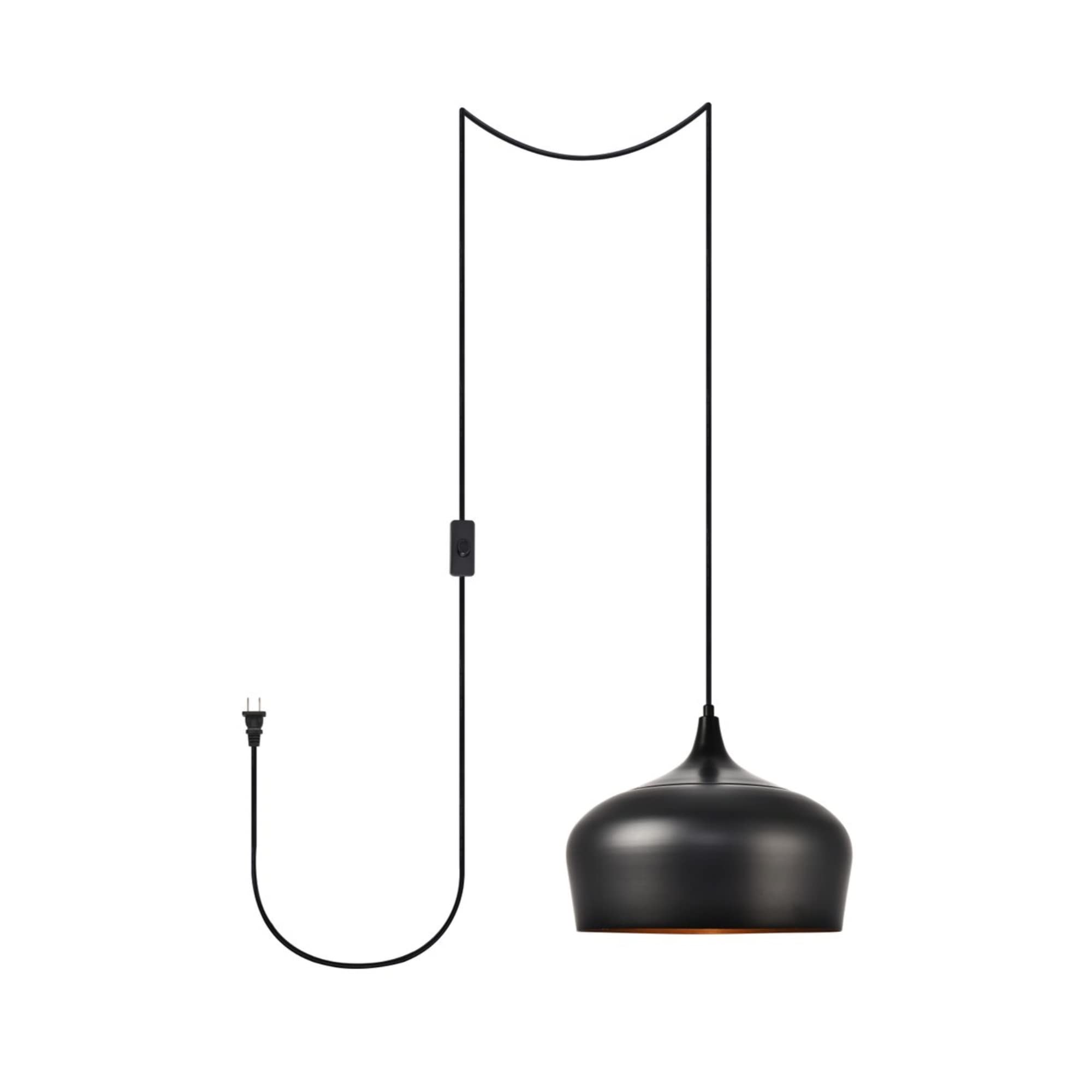 Living District Nora 1-Light Mid-Century Aluminum Pendant in Black Finish