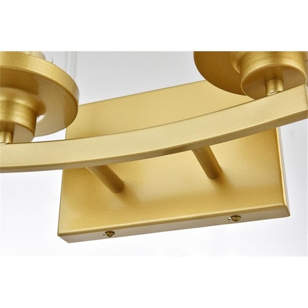 Living District Saanvi 2-Light Iron & Glass Bath Sconce in Brass/Clear