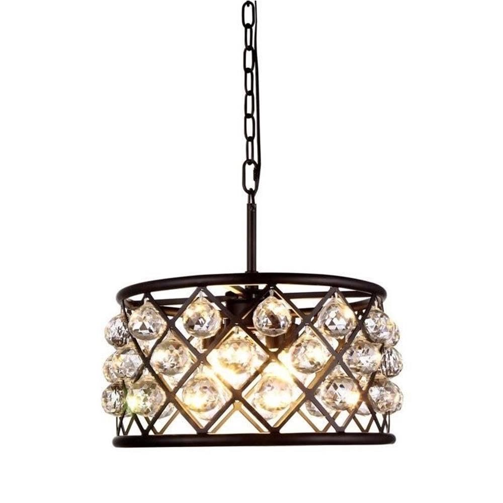 Elegant Lighting 1214D16MB/RC Madison Collection 4-Light Pendant Lamp with Royal Cut  16 Depth x 9 Height  Mocha Brown Finish  Crystal