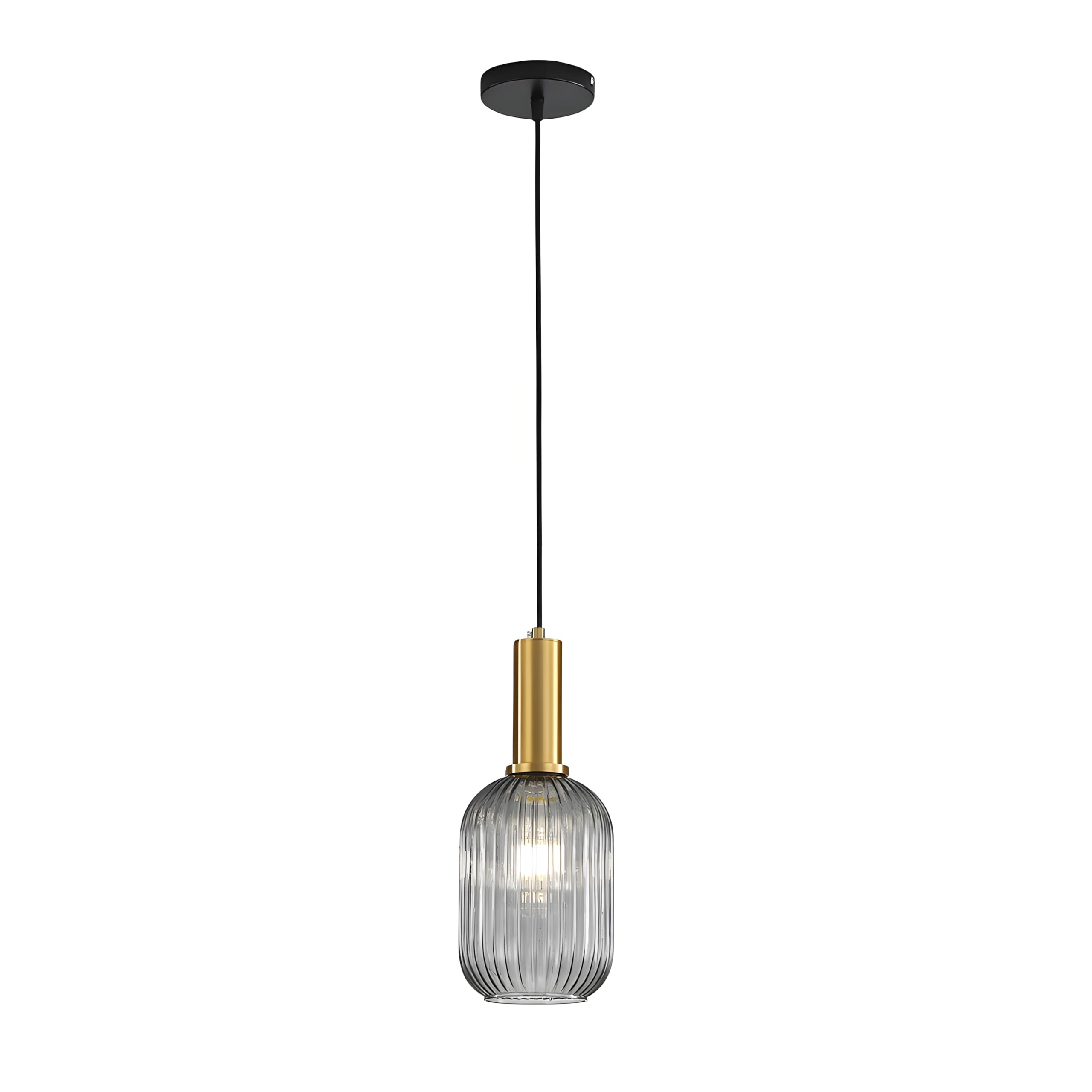 I-xun Modern Pendant Light Fixtures for Kitchen Island, Farmhouse Striped Glass Pendant Lighting with Gold Socket, Stylish Ceili