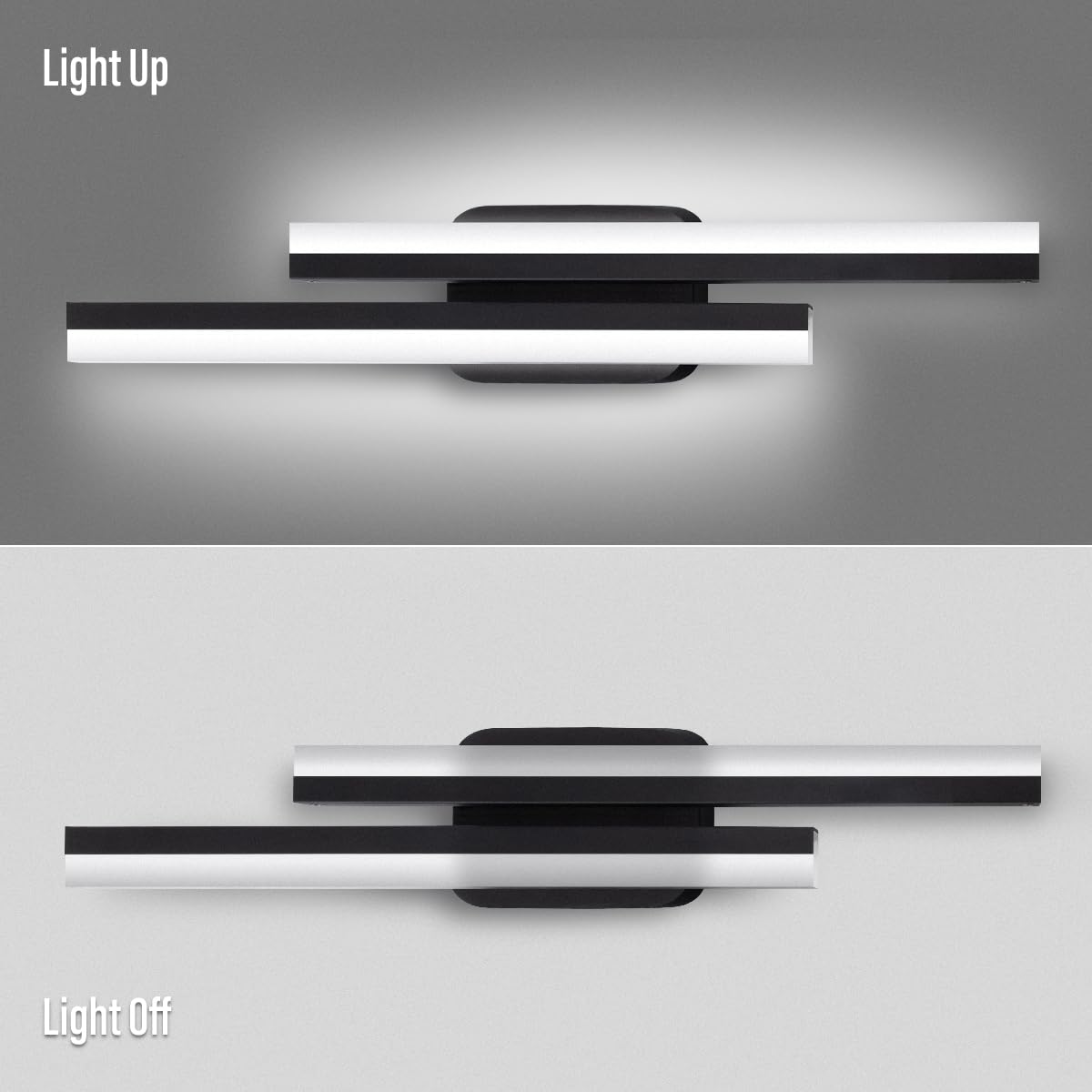 Yarra-Decor 24 Inch LED Bathroom Vanity Light Bar, Black Stainless Steel, Daylight White 6000K, Model 24in Vanity lights 001