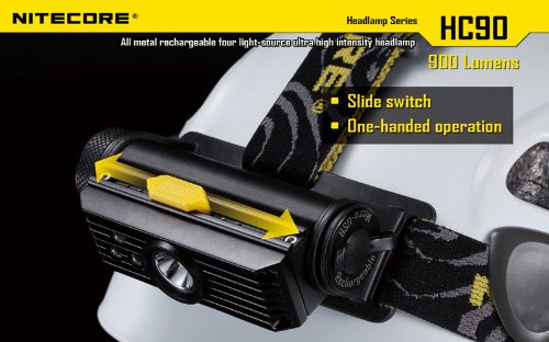 Nitecore HC90 Rechargeable Headlamp, 900 Lumens, Aluminum, Black
