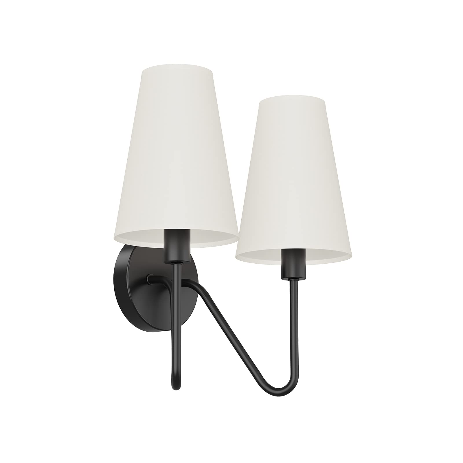 Electro Bp Double Head Classic Black Wall Sconce With Cream Linen Shades E12 80W