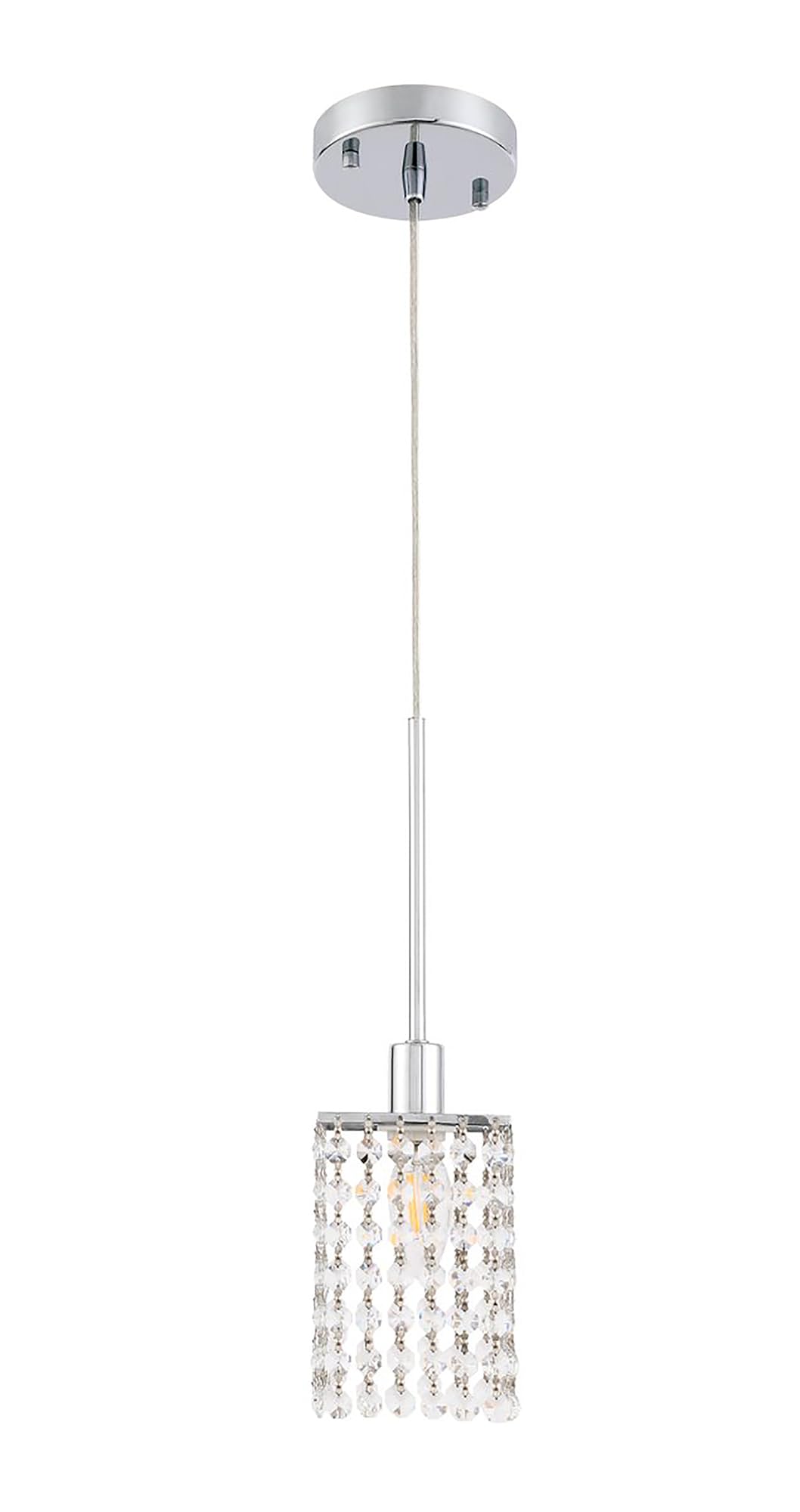 Living District Taylor 1-Light Metal & Crystal Pendant in Chrome/Clear