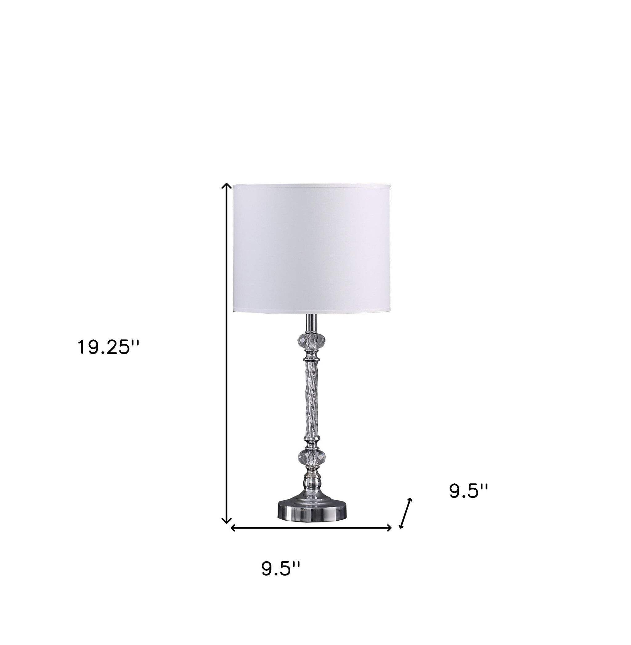 Homeroots 19 Stylish Silver Crystal Metal Table Lamp - Elegant Design, Perfect For Home Decor