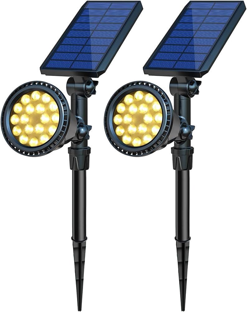 OSORD Solar Spot Lights Outdoor, Waterproof Solar Landscape Spotlights 18 LED 2-in-1 Uplights Adjustable Flag Pole Lights Solar 