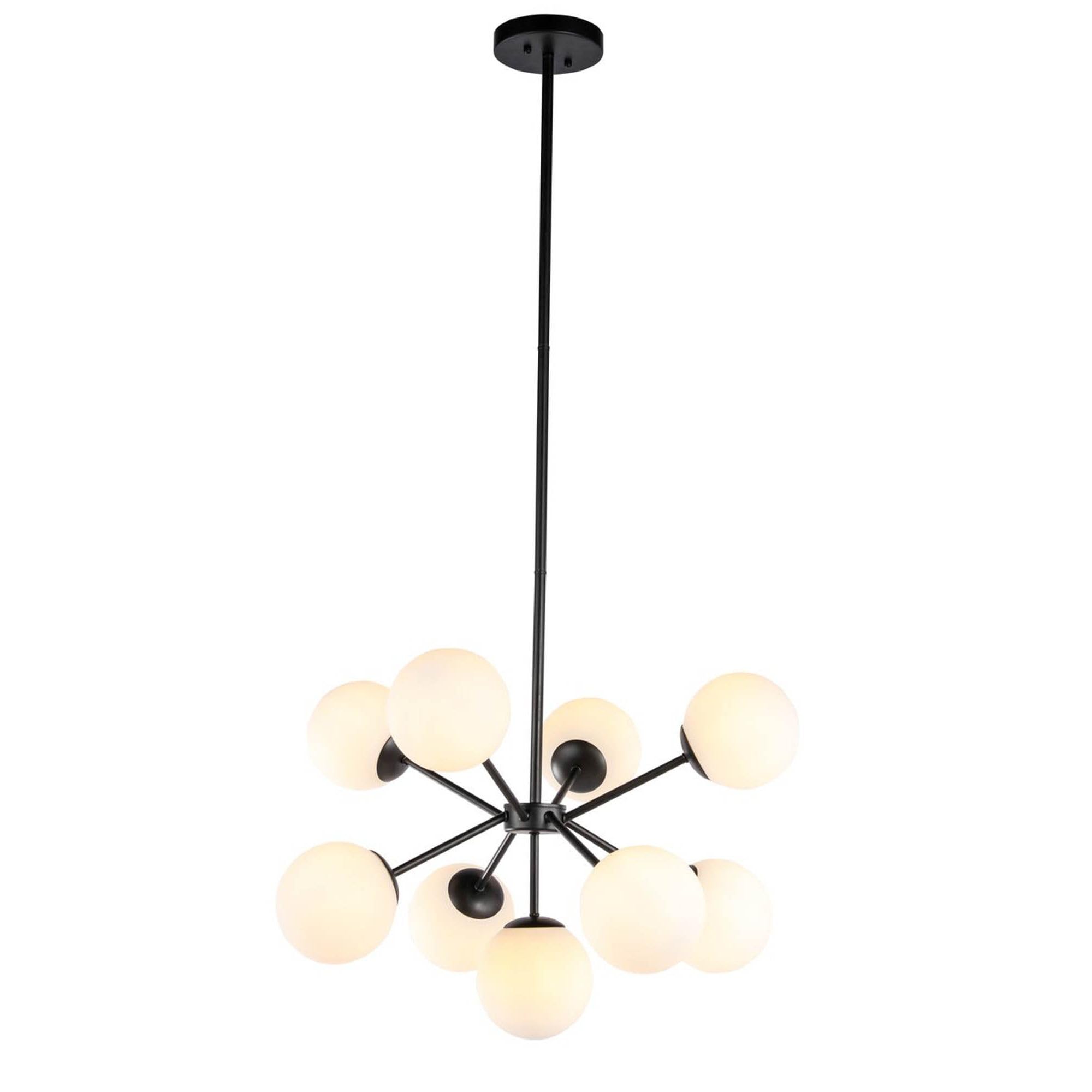 Living District Jupiter 9-Light Mid-Century Metal Pendant in Black and White