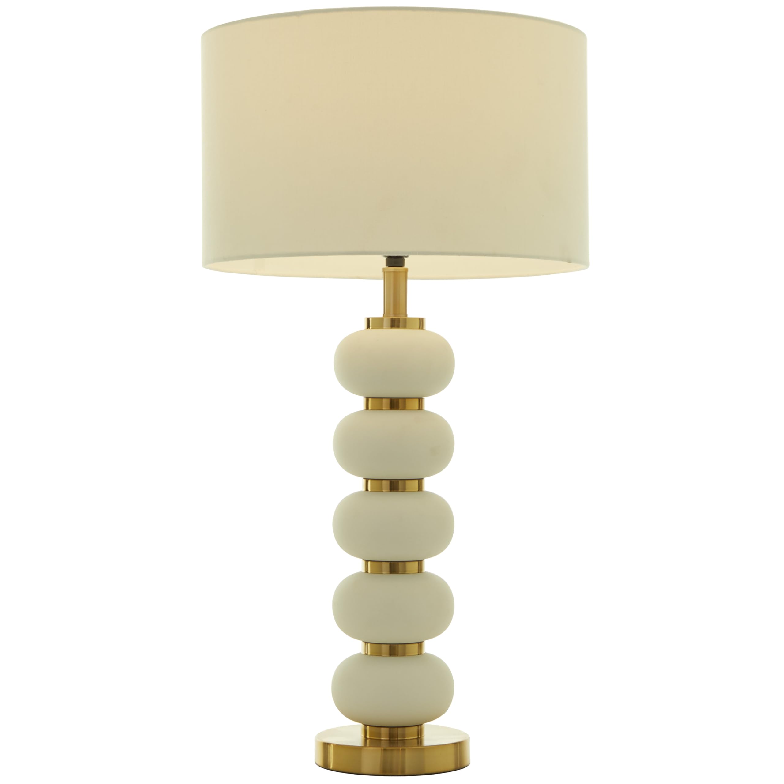 CosmoLiving by Cosmopolitan Metal Room Table Lamp Orbs Style Base Accent Lamp with Drum Shade, Lamp 15 x 15 x 28, White
