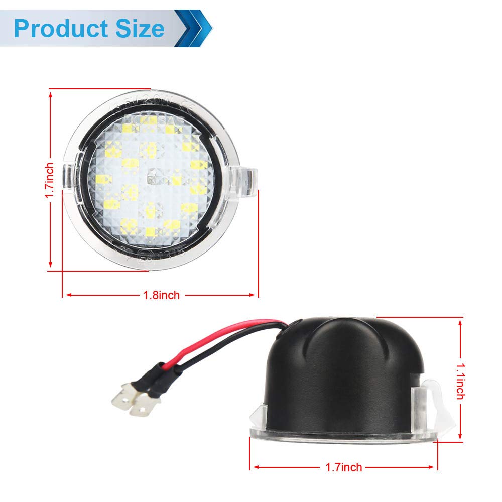 Mbuydiy Led Side Mirror Puddle Lights Lamp Compatible With F150 2009-2014, Expedition 2003-2023, Explorer 2011-2023, Edge 2007-2023, Flex Taurus X Ranger 6000K White, Pack Of 2