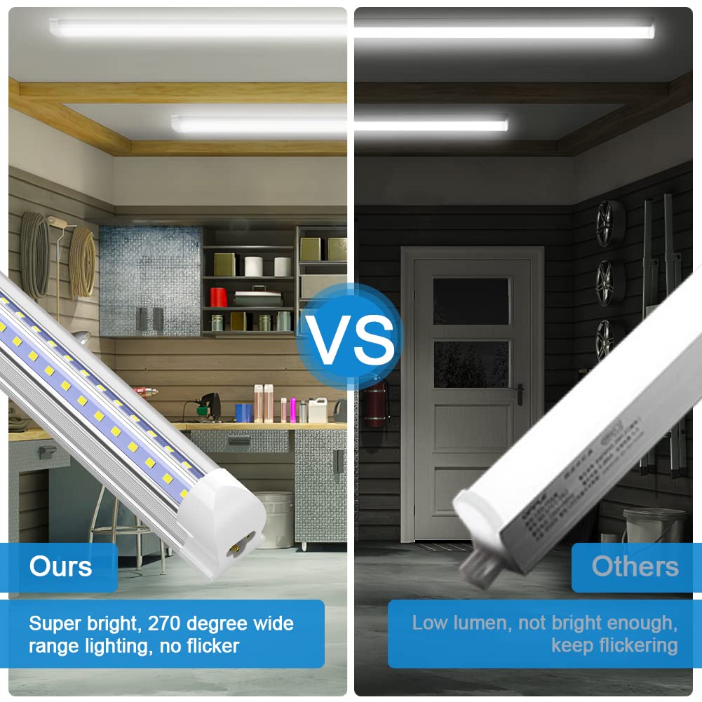 SHOPLED 8FT LED Shop Light, 72W 9360LM, Cool White, V Shape, T8, 12 Pack