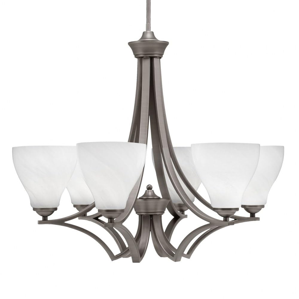 Toltec Lighting 566-Gp-4761 Zilo - 6 Light Uplight Chandelier-23 Inches Tall And 26.75 Inches Wide, Finish Color: Graphite, Glass Color: White Marble