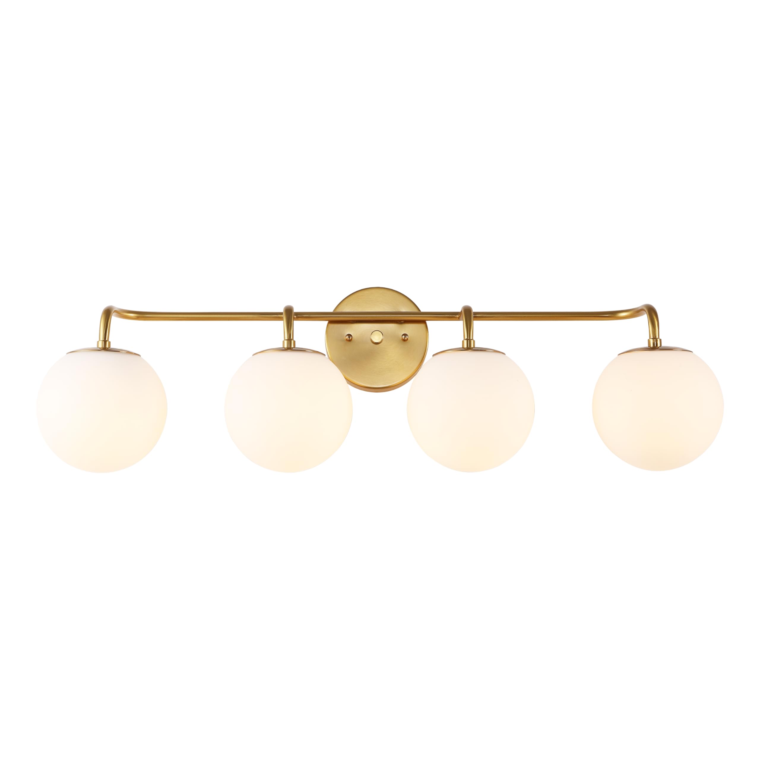 JONATHAN Y 31 Gold Painting Modern Globe Wall Sconce Vanity Light for Bathroom, White Frosted Glass Shade, Midcentury Parisian B