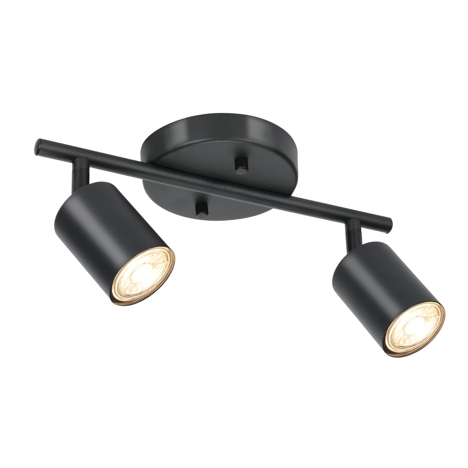 BoostArea LED 2 Light Track Lighting Kit, Black 2 Way Ceiling Spot Lighting, Flexibly Rotatable Light Head for Kitchen, Living R