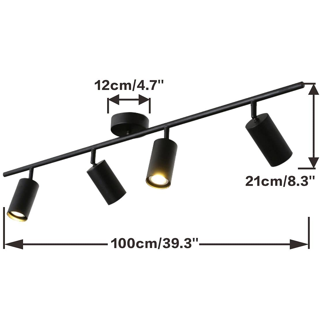 Kco Lighting 4-Light Black Track Lighting Fixtures Ceiling Flexible Mid Century Modern Led Track Lighting Dimmable Indoor Ceilin