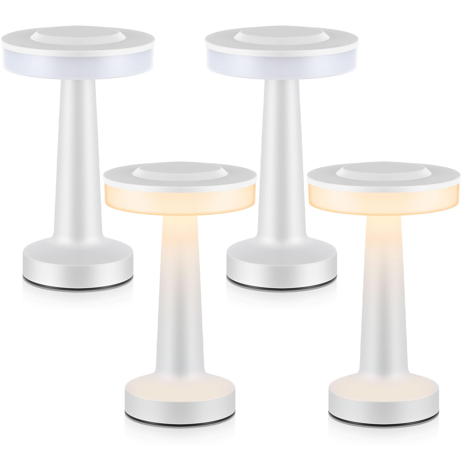 Riakrum LED Portable Metal Table Lamp, Touch Sensor, 3 Color Dimming, Rechargeable, Wireless, White, Model Riakrum-Table Lamp-402