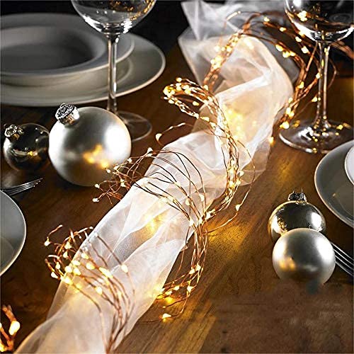 Baisico Waterproof Led String Lights, 2 Pack 20Ft, 60 Warm White Copper Wire Fairy Lights