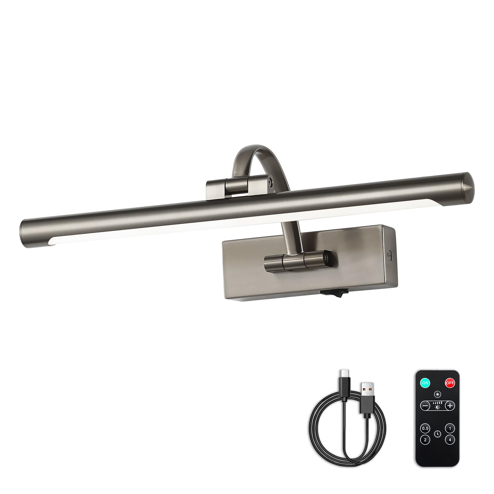 DESOOP Battery Operated Picture Lights for Wall, Wireless Painting Lights Dimmable Artwork Lighting with Remote and Timer, Recha