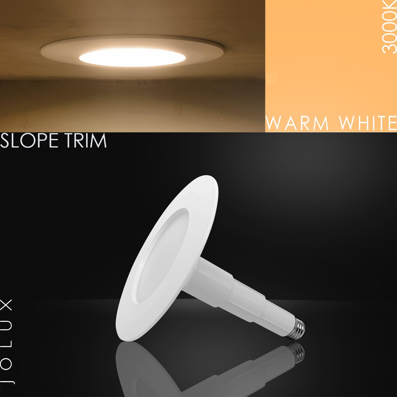 Jolux 24-Pack 5/6'' Retrofit Led Recessed Lighting,12W=60W,3000K Warmwhite,800 Lumens,Dimmable Can Lights,Damp Rated,Simple Adju