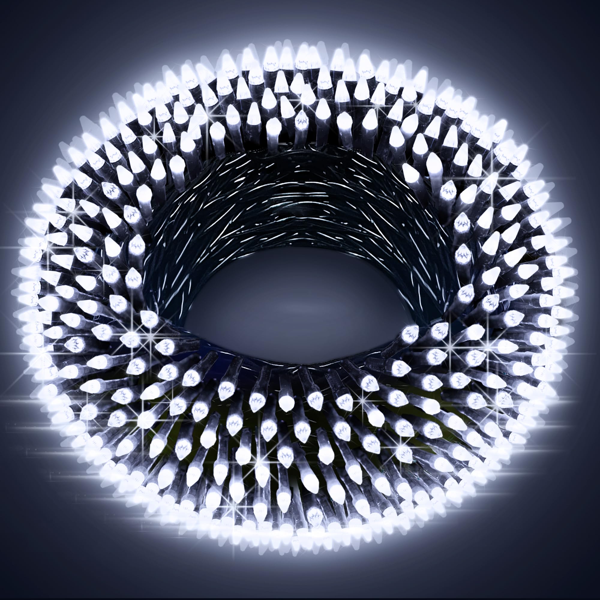 XIKENGSHQ 300LED Christmas Lights, 100FT Cool White, Green Wire, 8 Lighting Modes, Timer & Memory, IP44 Waterproof for Indoor/Outdoor Use