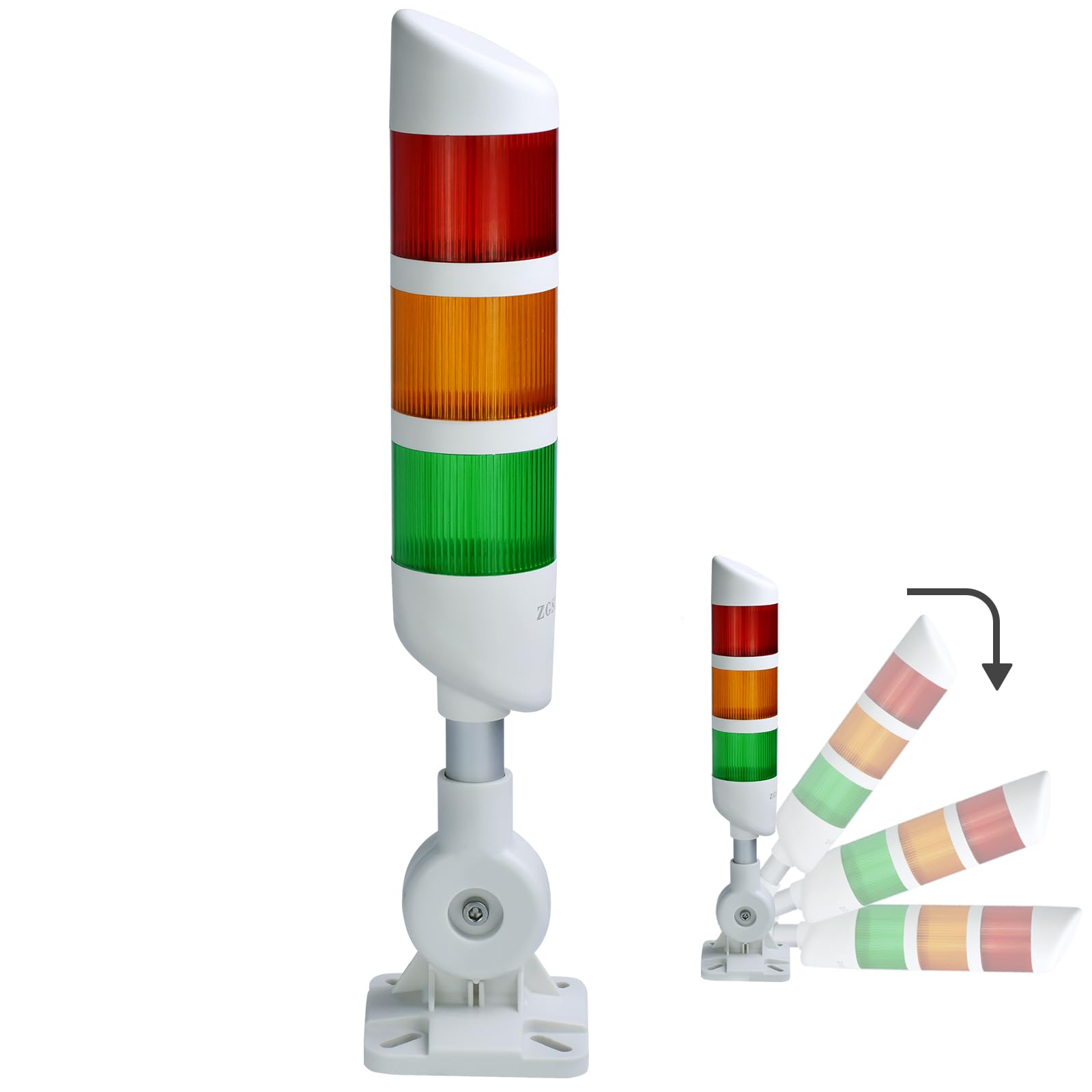 3-Layer Led Signal Tower Stack Lights, Industrial Signal Warning Lights, Column Tower Lamp with Rotatable Base Steady 24V DC/AC 