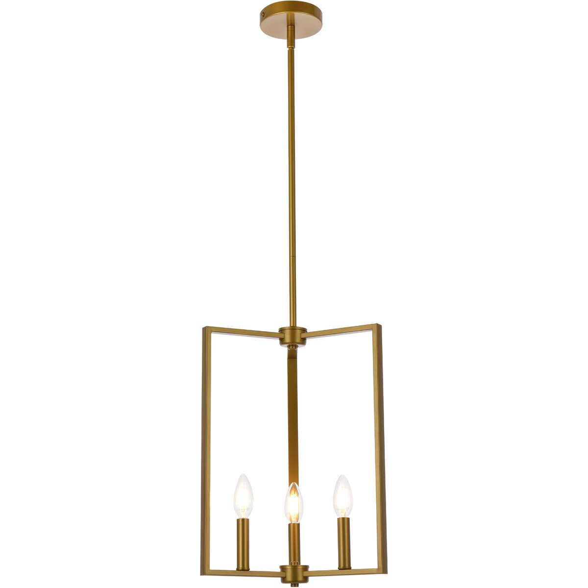 Elegant Lighting Living District Vino 3-Light Mid-Century Metal Pendant in Brass