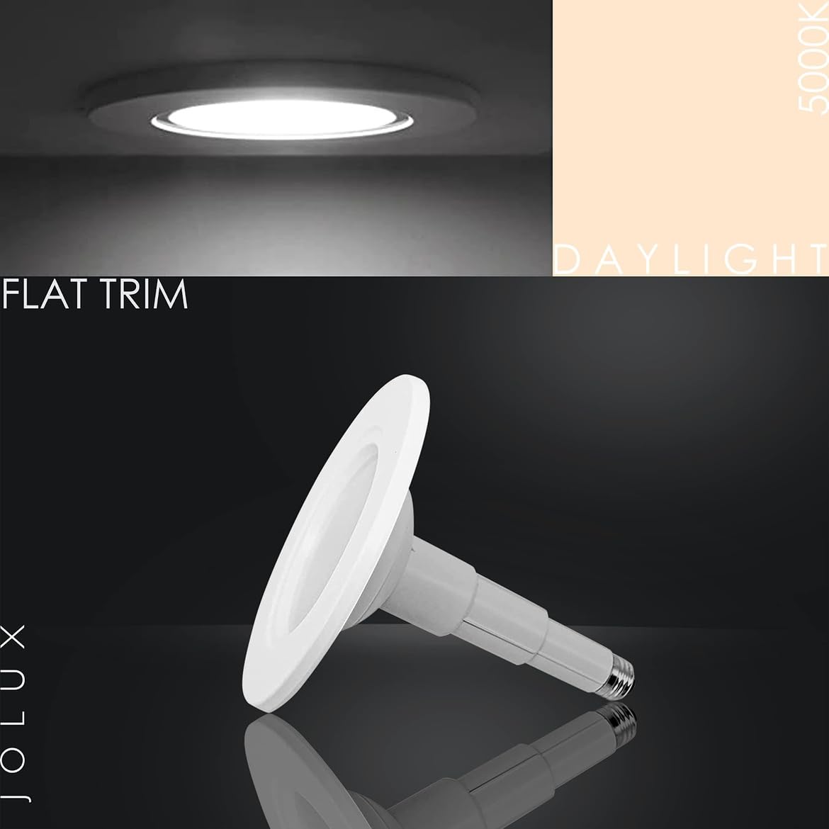 Jolux 5/6 Inch Led Can Lights Adjustable Recessed Retrofit Downlight,12W=60W,5000K Daylight, 800Lm,Dimmable,Etl Damp Rated Conve