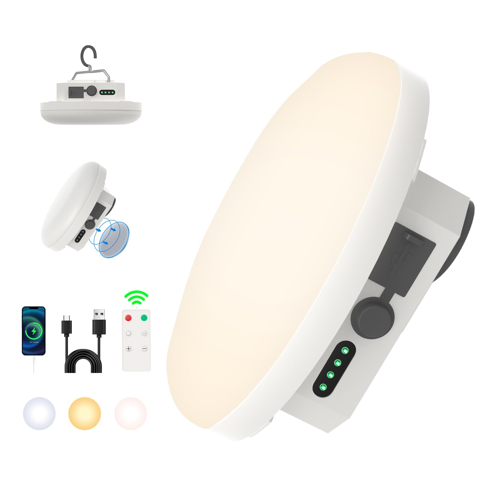 10000Mah Rechargeable Hanging Tent Light With Magnet  30W 4000Lm Led 3 Color Lighting Modes (Remote) Camping Lantern  Portable Ipx5 Waterproof Led Flashlight For Emergency & Gift