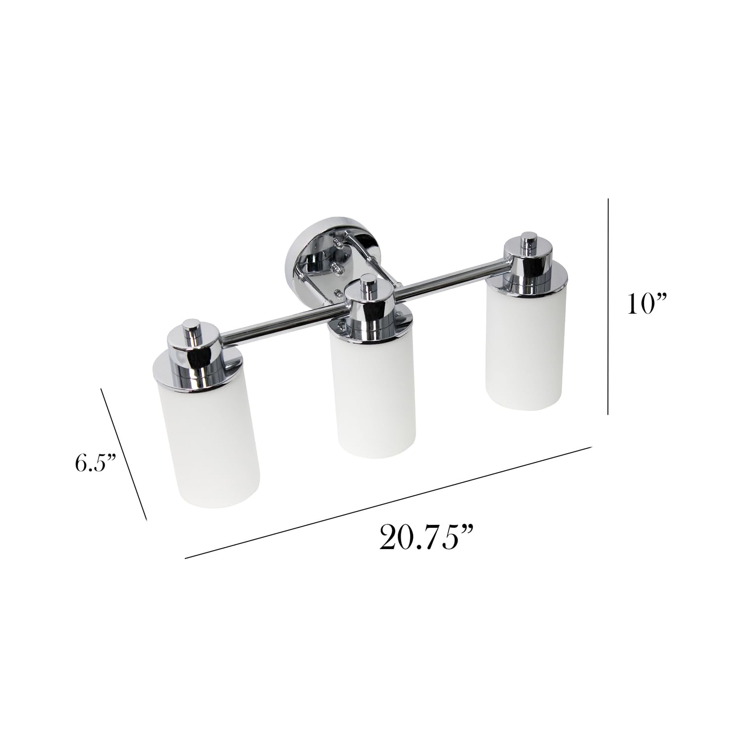 Simple Designs VT1024-CHR 20.75 Modern 3 Light Metal and Milk White Cylinder Shape Glass Shades with Circled Backplate Decorativ
