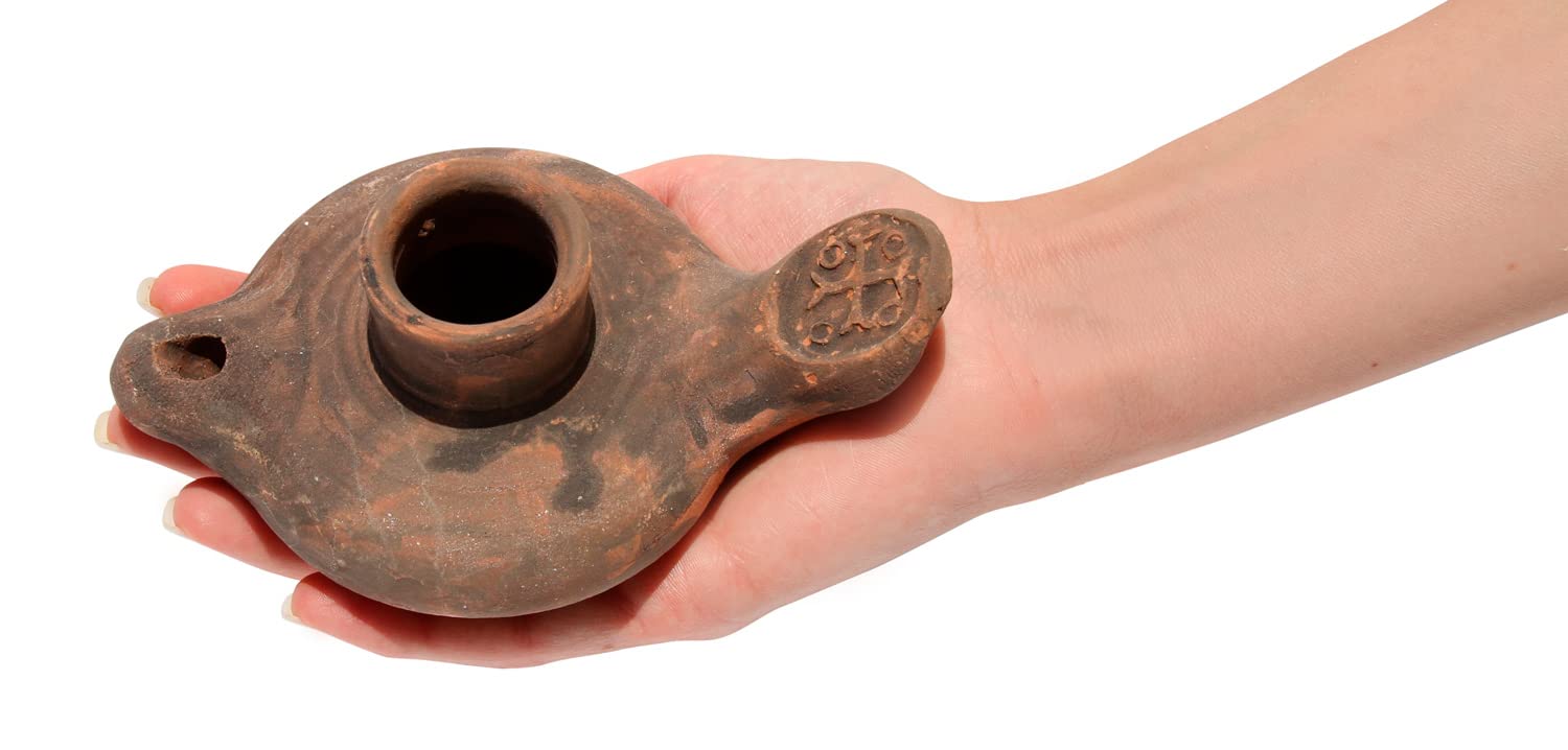 Biblical Oil Lamp With Cross - Herodian Style