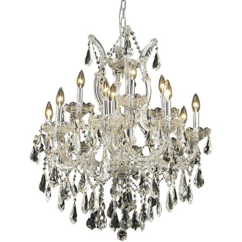 Elegant Lighting Royal Cut Crystal Chandelier 13-Light Two-Tier 27in Chrome Silver Model 2801D27C/RC