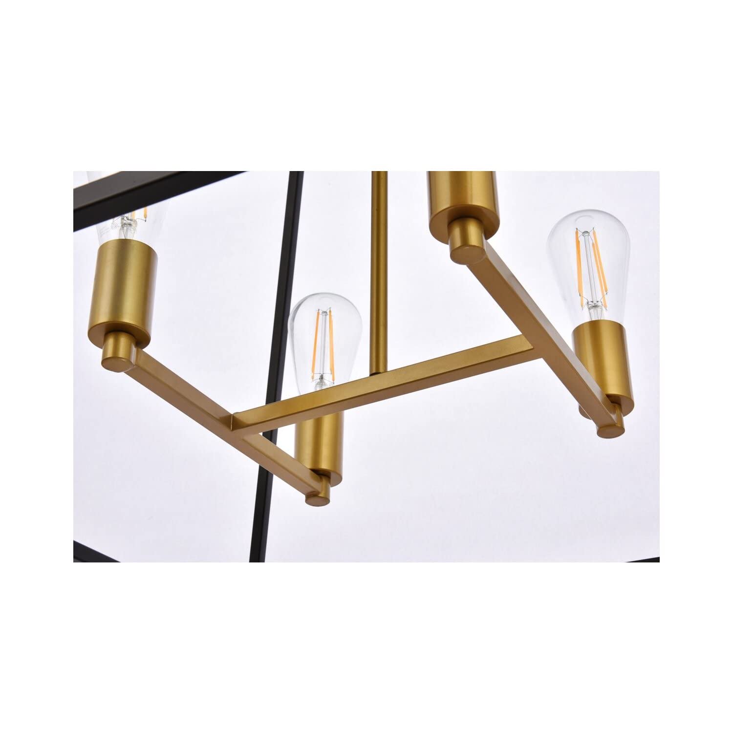 Living District Declan 4-Light Farmhouse Metal Pendant in Black and Brass