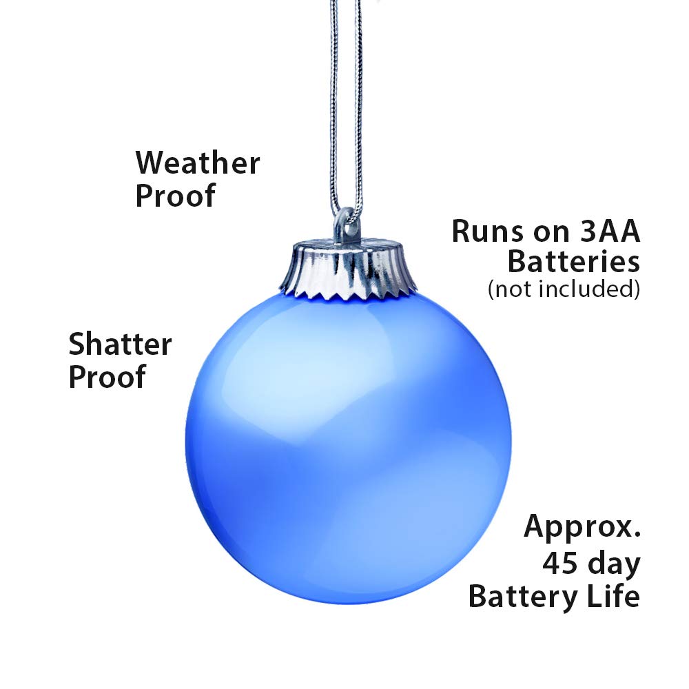 Xodus Innovations Wp510-3 Outdoor Led Ornament, Battery Powered Pulsing Globe Sphere Lights With Dusk Sensor (Pack Of 3) (Blue)