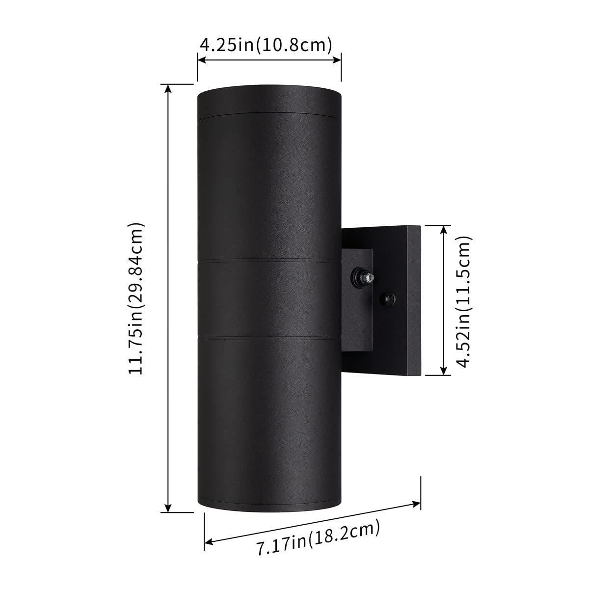 Mirrea Outdoor Porch Light 2-Pack - Matte Black Aluminum Waterproof Wall Sconce With Photocell Sensor