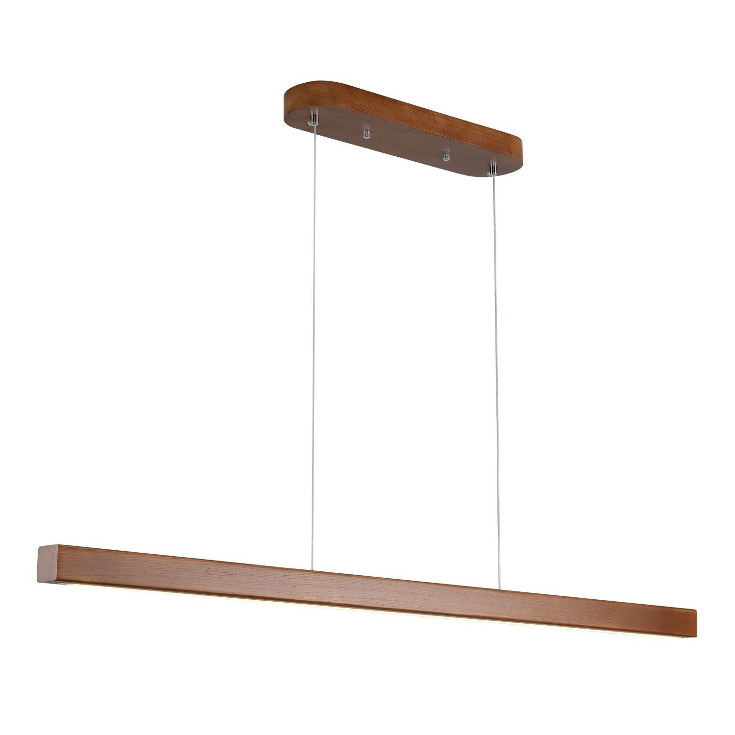Yisdesign 59 Wood Linear Pendant Light Fixtures Modern Led 40W Dimmable Pendant Lighting Kitchen Island Lighting Ceiling Hanging Farmhouse Chandeliers For Dining Room Pool Table Walnut Color