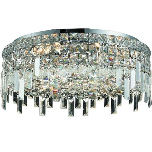 Elegant Lighting 2031F20C/RC Crystal Chandelier, 6-Light, Flush Mount, Chrome Finish, Clear Crystals