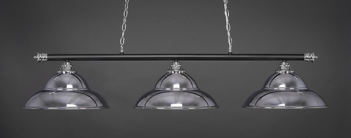 Toltec Lighting Oxford 3 Light Island In Chrome & Matte Black (373-Chmb-429-Ch)