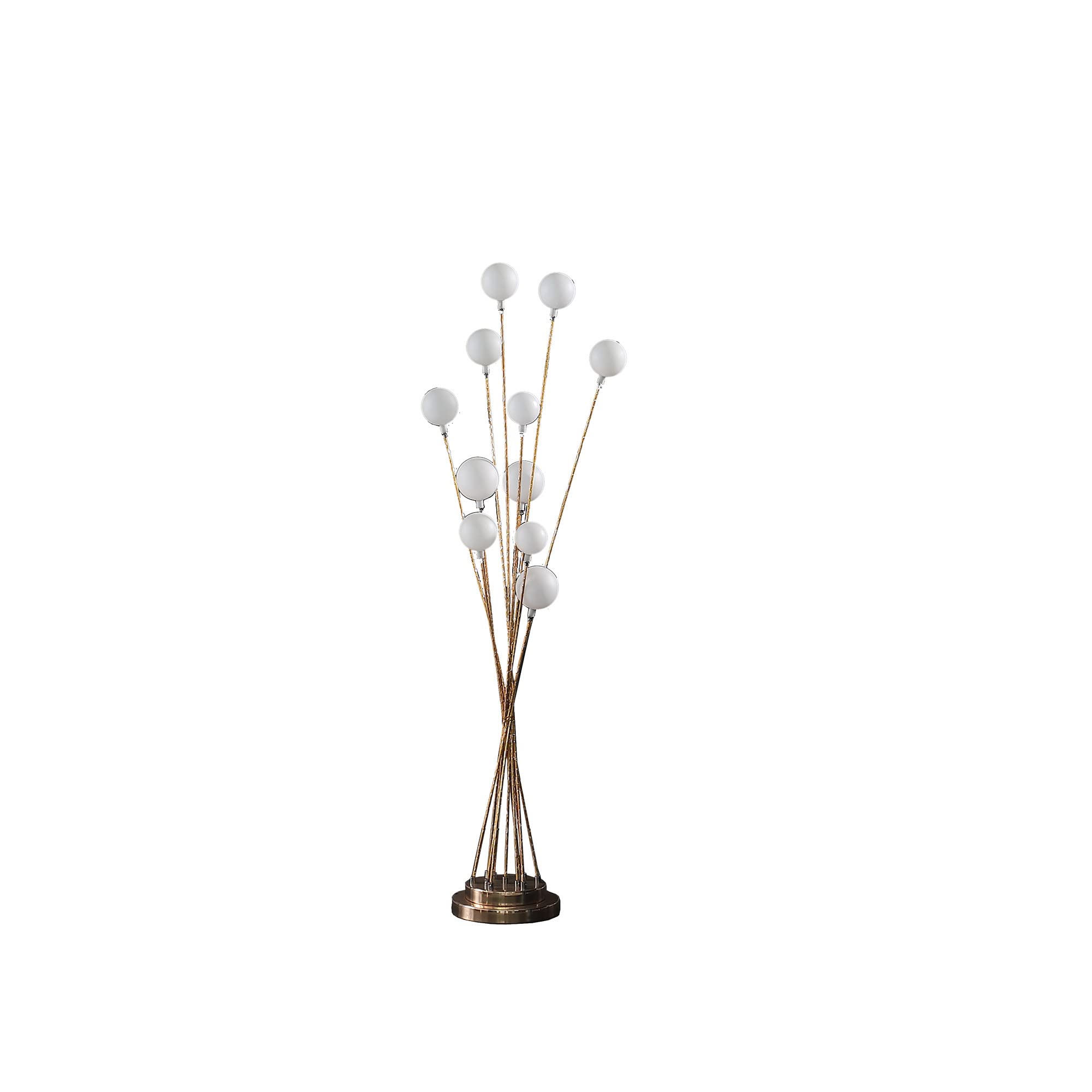 HomeRoots 46 Antiqued Gold Eleven Light LED Metal Floor Lamp-New Condition