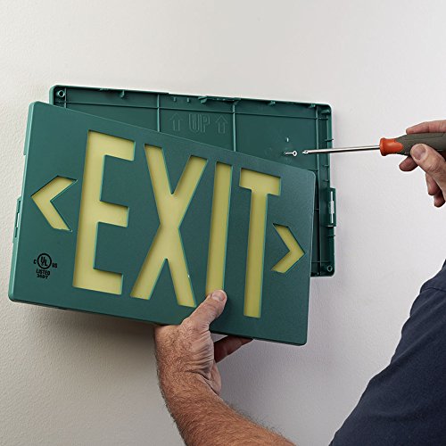 Ul Listed 100 Foot Jessup Glo Brite 7040-100-B Pf100 Molded Plastic Exit Sign, Single-Sided, 8.75&quot; X 15.5&quot;, Green (Mounts 4 Ways, Includes Bracket And Arrows)