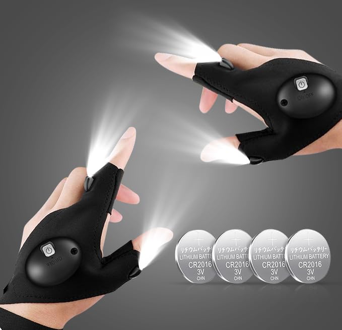 outlite LED Flashlight Gloves, Cool Gadgets Christmas Stocking Stuffers Unique Birthday Gifts for Dad Boyfriend Husband Him, Lig