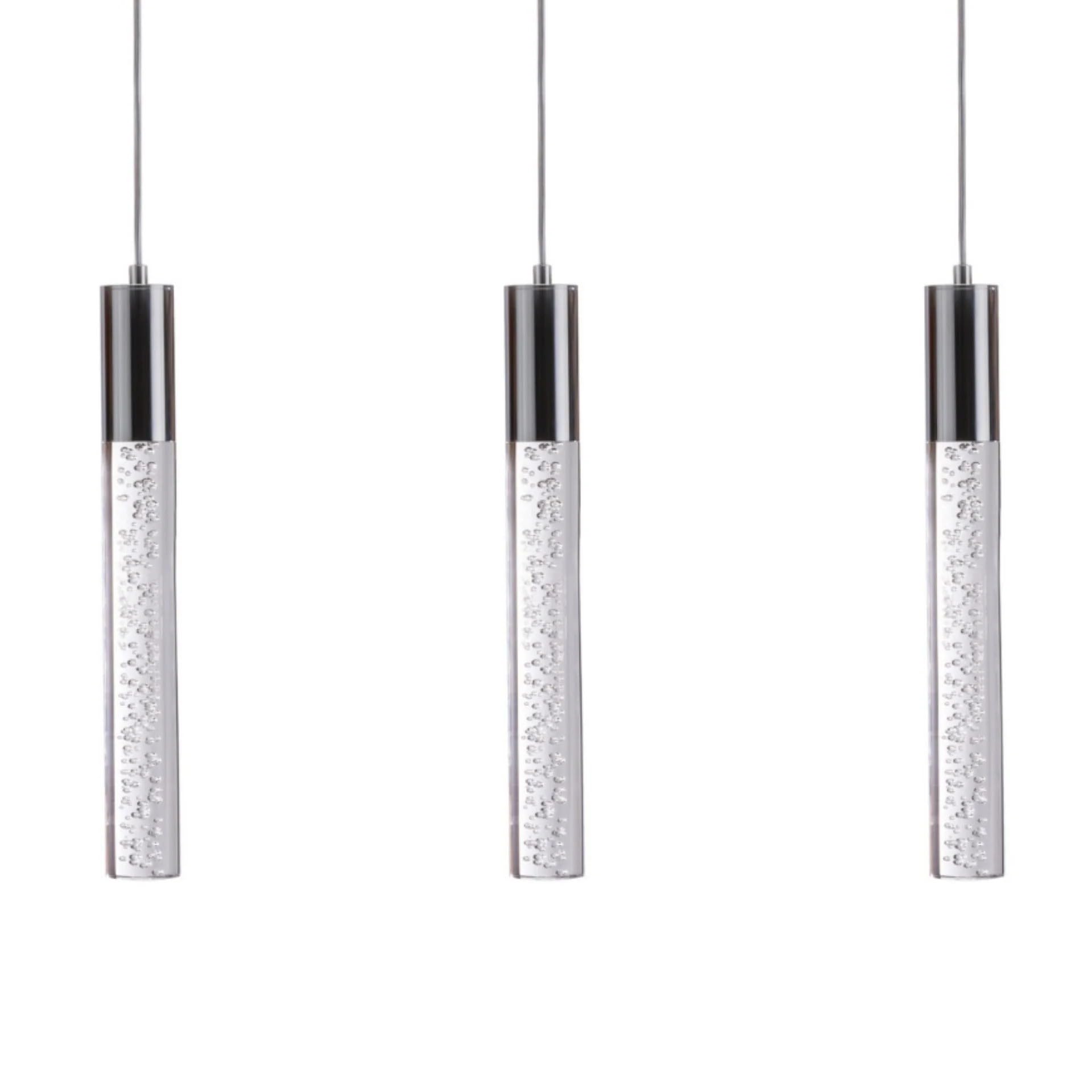 Finesse Decor Sparkling Night Cylinder Chandelier - 3 Light, Silver, Acrylic, Model FN-1260-3