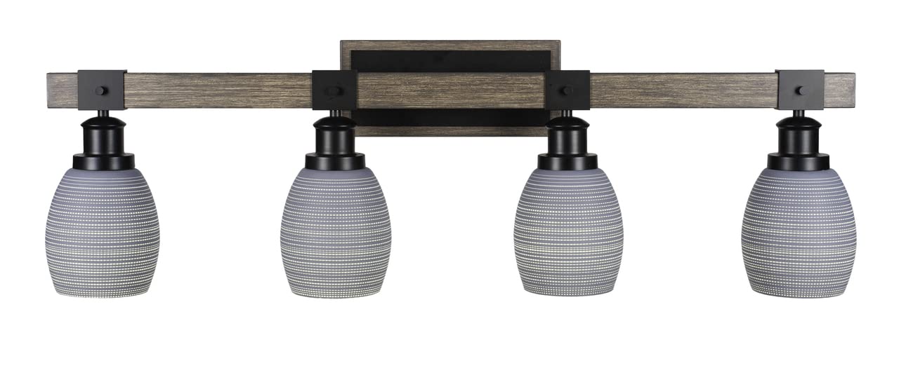 Tacoma - 4 Light Bath Bar-11.25 Inches Tall And Inches Wide-Black/Painted Wood Finish-Gray Matrix Glass Color