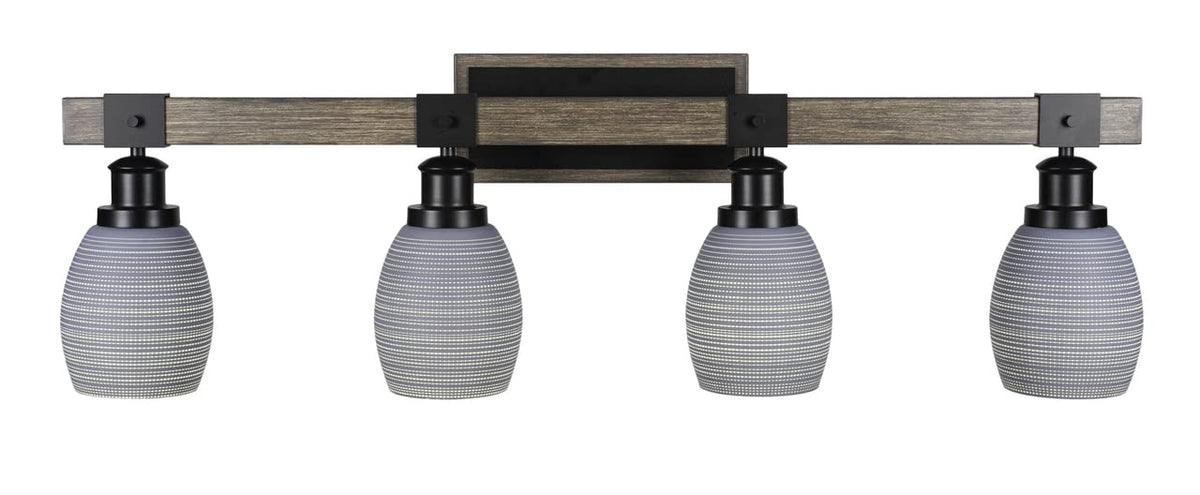 Tacoma - 4 Light Bath Bar-11.25 Inches Tall And Inches Wide-Black/Painted Wood Finish-Gray Matrix Glass Color