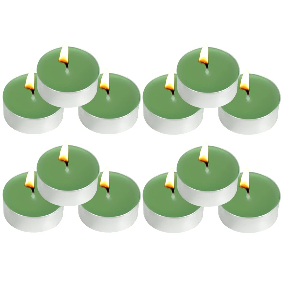 Tea Lights Candles - 12 Pack Green Tealights Candle Scented Green Tea Small Candle For Home, Holiday, Wedding & Party,Dinner Table, Halloween Christmas And Holiday (Green Tea)