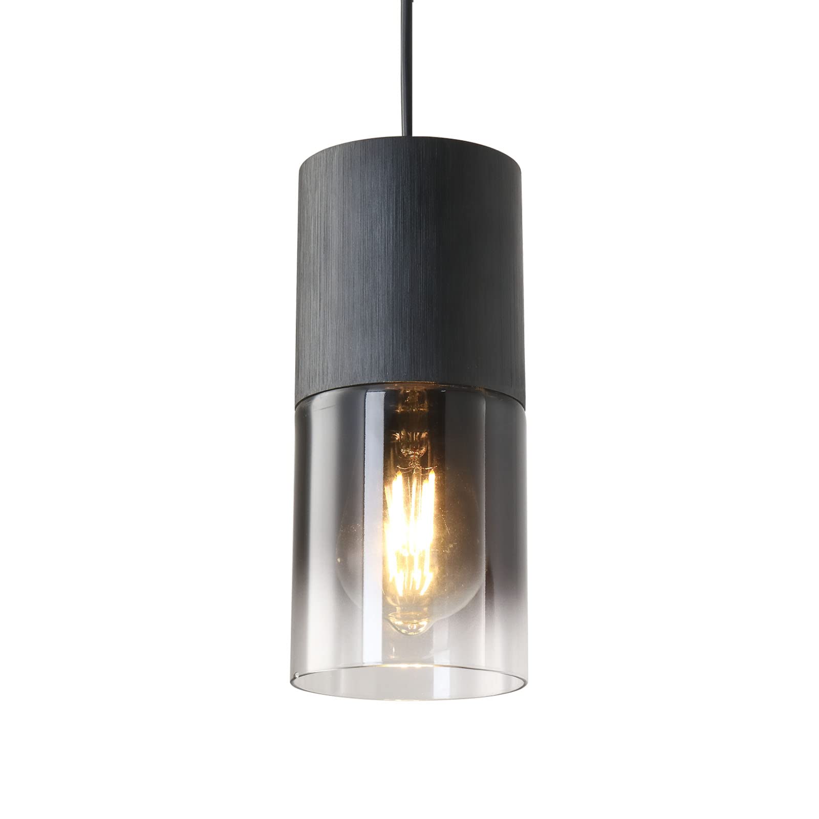 LINSEEDS Black Pendant Light Fixtures  Adjustable Modern Pendant Lights for Kitchen Island  Industrial Glass Pendant Lights for Dining Table Hallway Bedroom Living Room 1 Pack