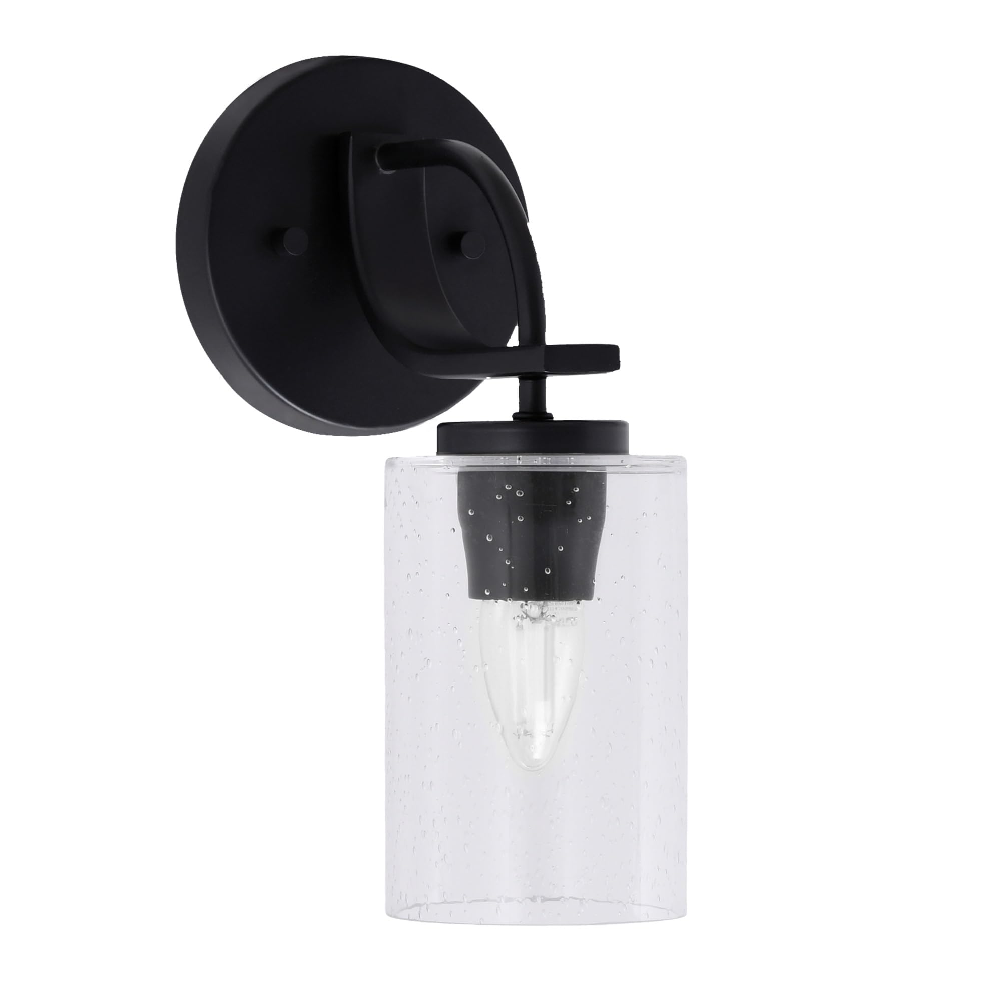 Cavella 1 Light Wall Sconce Shown In Matte Black Finish With 4" Clear Bubble Glass